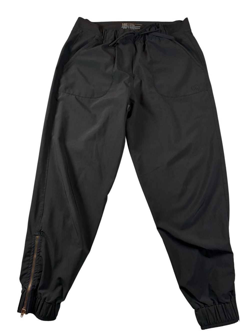 Albion Fit Jetsetters Pants Black Gold Zip Cuffs Size XXS